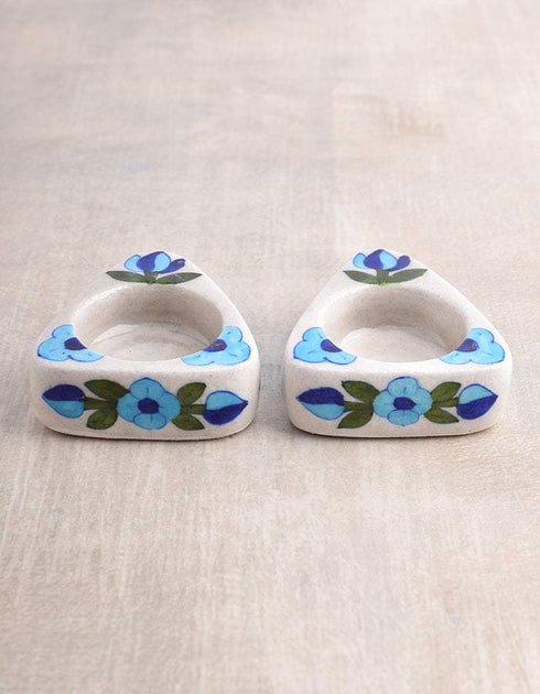 Blue Pottery T-Holder Set Of 2 Pcs.